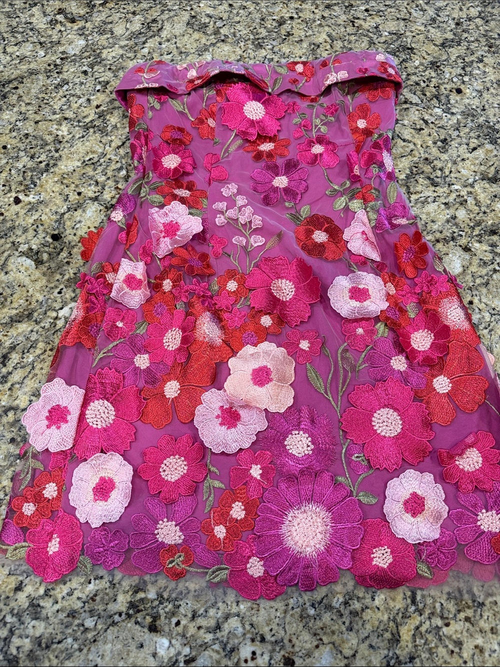 Petal & Pup Strapless Floral Appliqué Dress in Magenta and Pink - Picture 1 of 4